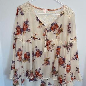 Bell sleeved floral shirt
